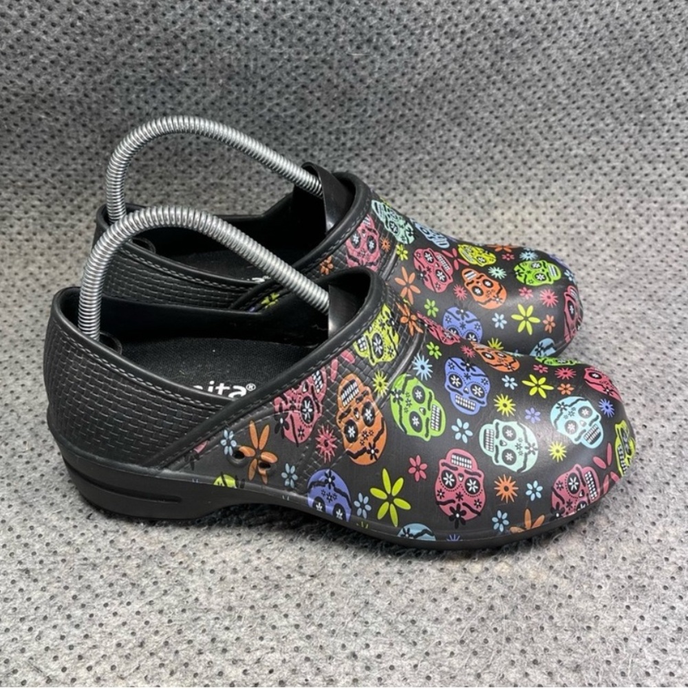 Sanita Black Day of the Dead Clogs - Picture 5 of 8